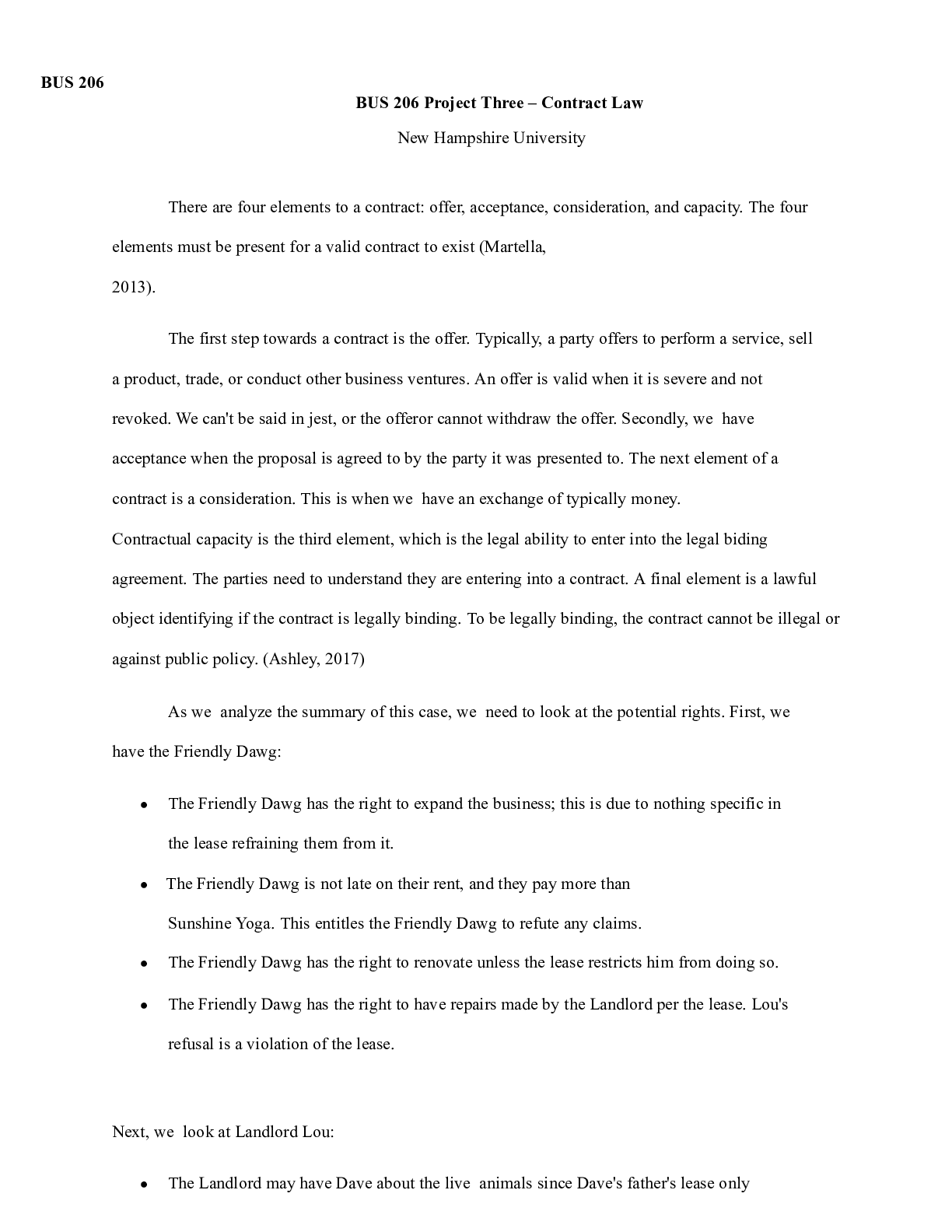 Preview image for BUS 206 Project 3   Contract Law.docx  BUS 206  BUS 206 Project Three “ Contract Law  New